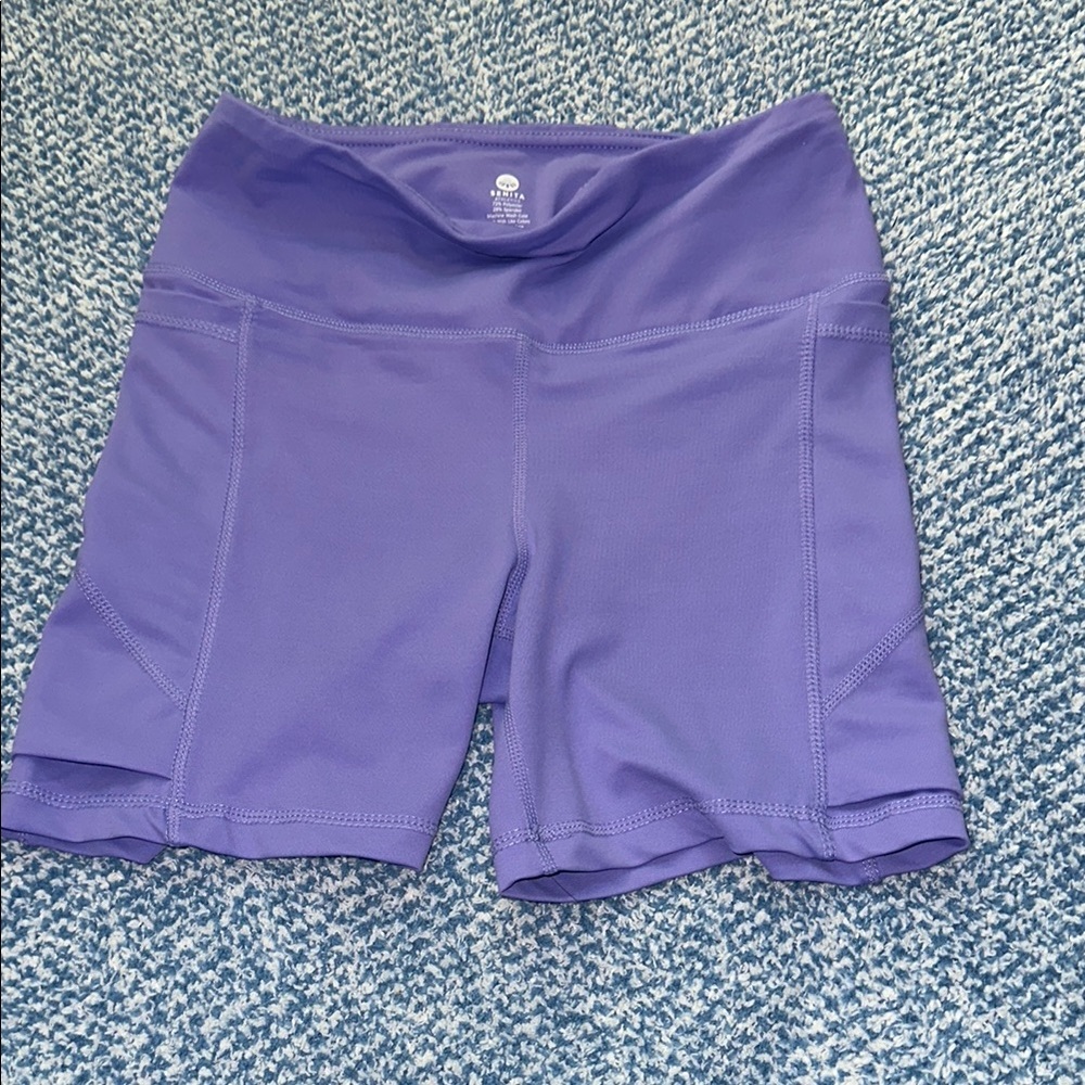 Senita Athletics Purple Bike Shorts with Wide Waistband